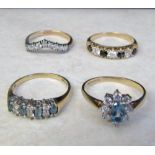 3 9ct gold cubic zirconia rings total weight 6.