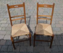 Pair of rush seated chairs