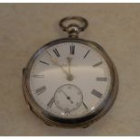 Open face silver pocket watch of local interest, G G Sharp, Horncastle, case hallmarked London 1886,