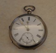 Open face silver pocket watch of local interest, G G Sharp, Horncastle, case hallmarked London 1886,