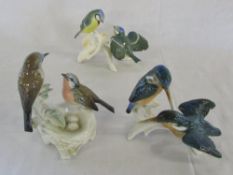 3 Karl Ens bird figures inc Nesting Warblers 7499 and Kingfishers 7521