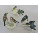 3 Karl Ens bird figures inc Nesting Warblers 7499 and Kingfishers 7521