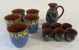 Assorted Troyan style slipware inc egg cups and jug