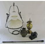 Various brassware etc inc lamp