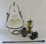 Various brassware etc inc lamp