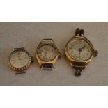 3 9ct gold wristwatches including Volta,