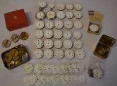 A large collection of Waltham pocket watches and parts, approx 30 movements with dials,