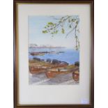 Watercolour of pleasure boats at Hornsea Mere by Alf Newsome (1932-2017) signed and dated 1986 45