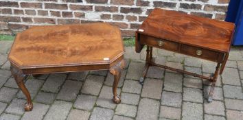 Small reproduction Regency sofa table and coffee table with ball & claw feet