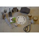 Mixed lot including stethoscope, clock dial,