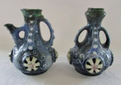 Amphora Morania pottery jug and vase on textured blue ground H 19 cm
