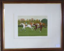 Limited edition lithograph of a horse racing scene entitled 'Flat out' by Vincent Haddelsey