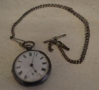 Silver pocket watch with movement marked 'International Watch Co 29877' case hallmarked London 1880,