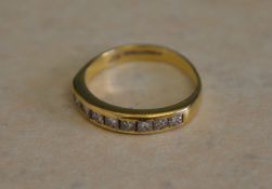 18ct gold diamond half eternity ring,