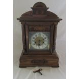 Junghans oak carved mantle clock H 48 cm