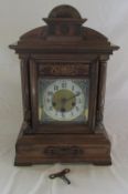 Junghans oak carved mantle clock H 48 cm