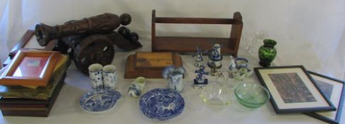 Assorted ceramics inc Spode & Delft, glassware, photo frames,
