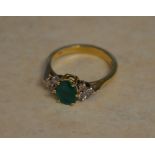 18ct gold emerald and diamond ring, approx weight 5.