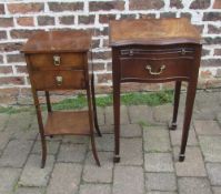 Small serpentine fronted bedside cabinet & one other