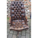 Leather button back swivel chair