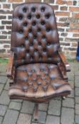 Leather button back swivel chair