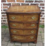 Small reproduction Georgian bow fronted walnut veneer chest of drawers