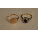 2 9ct gold rings, approx 3.