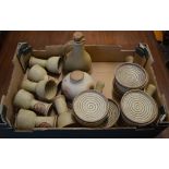 Cornish studio pottery including wine goblets, soup bowls,