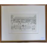Limited edition lithograph entitled 'The trainer's yard' by Vincent Haddelsey (1934-2010) signed