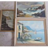 3 oil paintings relating to lake and coastal scenes