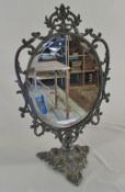 Silver plate ornate mirror H 51 cm