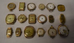 Various gold plated / gold filled wristwatch bodies (no straps - af)