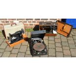 2 Singer sewing machines and a Columbia record player