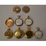 Various gold plated / gold filled pocket watches and cases