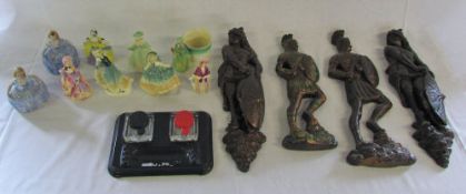 Assorted ceramic miniature ladies,