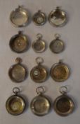 12 hallmarked silver pocket watch cases (no movements, some with crystals) for spares/repairs,