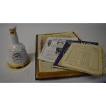 Bells commemorative whisky decanter (full) and various commemorative booklets etc