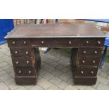 Victorian scumbled pine twin pedestal desk