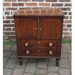 Small mahogany veneer cabinet on legs with false drawers made from Georgian furniture