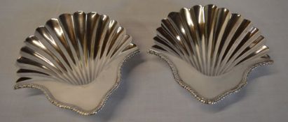 Pair of Georgian silver butter dishes in the shape of shells, London 1797, total approx weight 7.