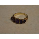 9ct gold 5 stone amethyst ring, approx weight 4g,