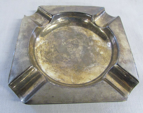 Silver ashtray 'M.T.G.S. Mere Sept 1951' Birmingham 1950 weight 2.
