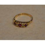 Victorian 18ct gold ruby and diamond ring, approx weight 3g,