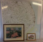 Framed OS map of Lincolnshire,