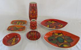 Various pieces of Poole pottery