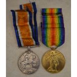 WWI Victory medal & British War Medal attributed to 147675 Gnr. J. W. Sellars, R.