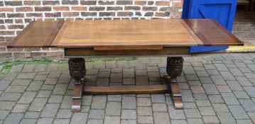 1930s Jacobean style extending oak draw leaf table