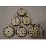 6 silver pocket watches for spares/repair including Muret,