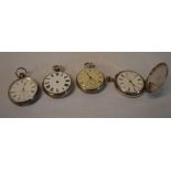 4 hallmarked silver pocket watches for spares/repair,