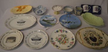 Various ceramics including Royal Worcester mugs, Aynsley,